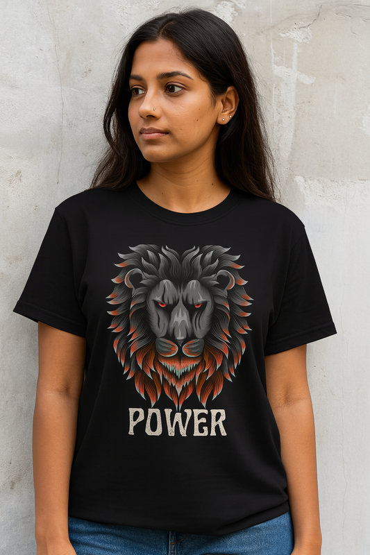 POWER Lion Graphic T-Shirt – Unisex Tee | Gen Z Streetwear India