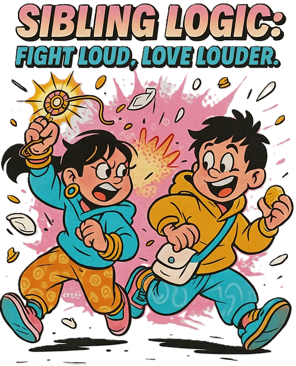 Sibling Logic Tee – “Fight Loud, Love Louder” | Chalaki Rakhi Drop Limited Edition