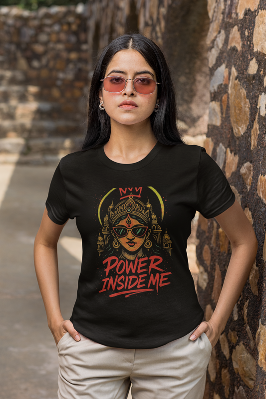 Power Inside Me Graphic T-Shirt for Women | Motivational Streetwear | Printed Tee