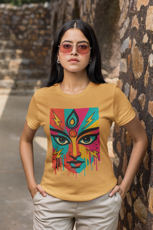 Tri Eye Goddess Graphic T-Shirt for Women | Spiritual Streetwear | Gen Z Printed Tee