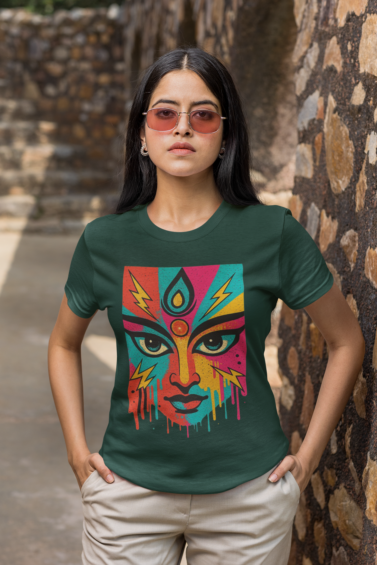 Tri Eye Goddess Graphic T-Shirt for Women | Spiritual Streetwear | Gen Z Printed Tee