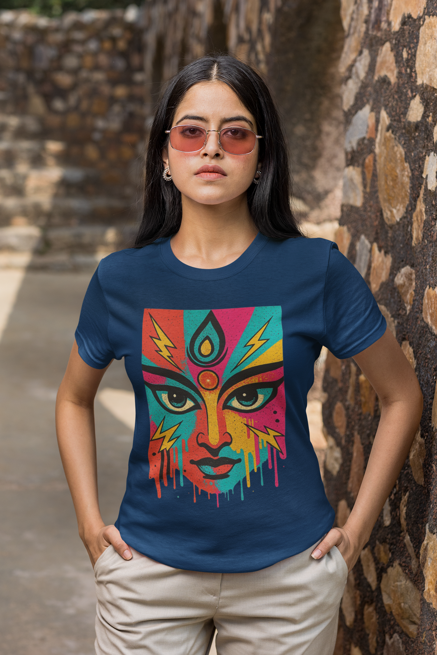 Tri Eye Goddess Graphic T-Shirt for Women | Spiritual Streetwear | Gen Z Printed Tee