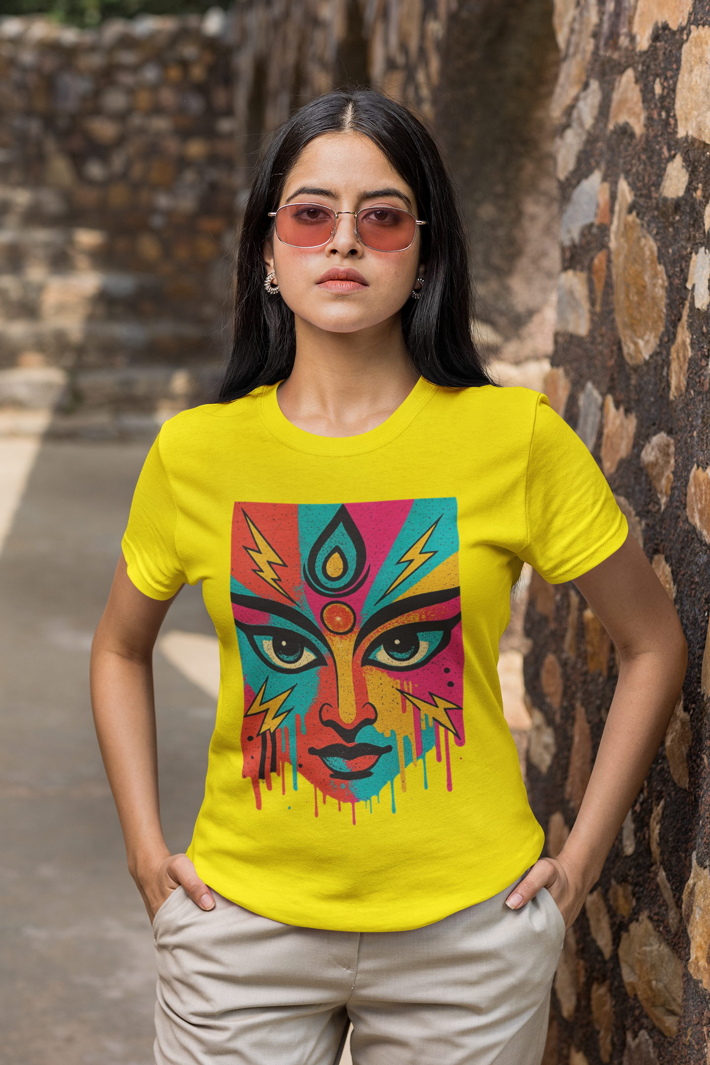 Tri Eye Goddess Graphic T-Shirt for Women | Spiritual Streetwear | Gen Z Printed Tee