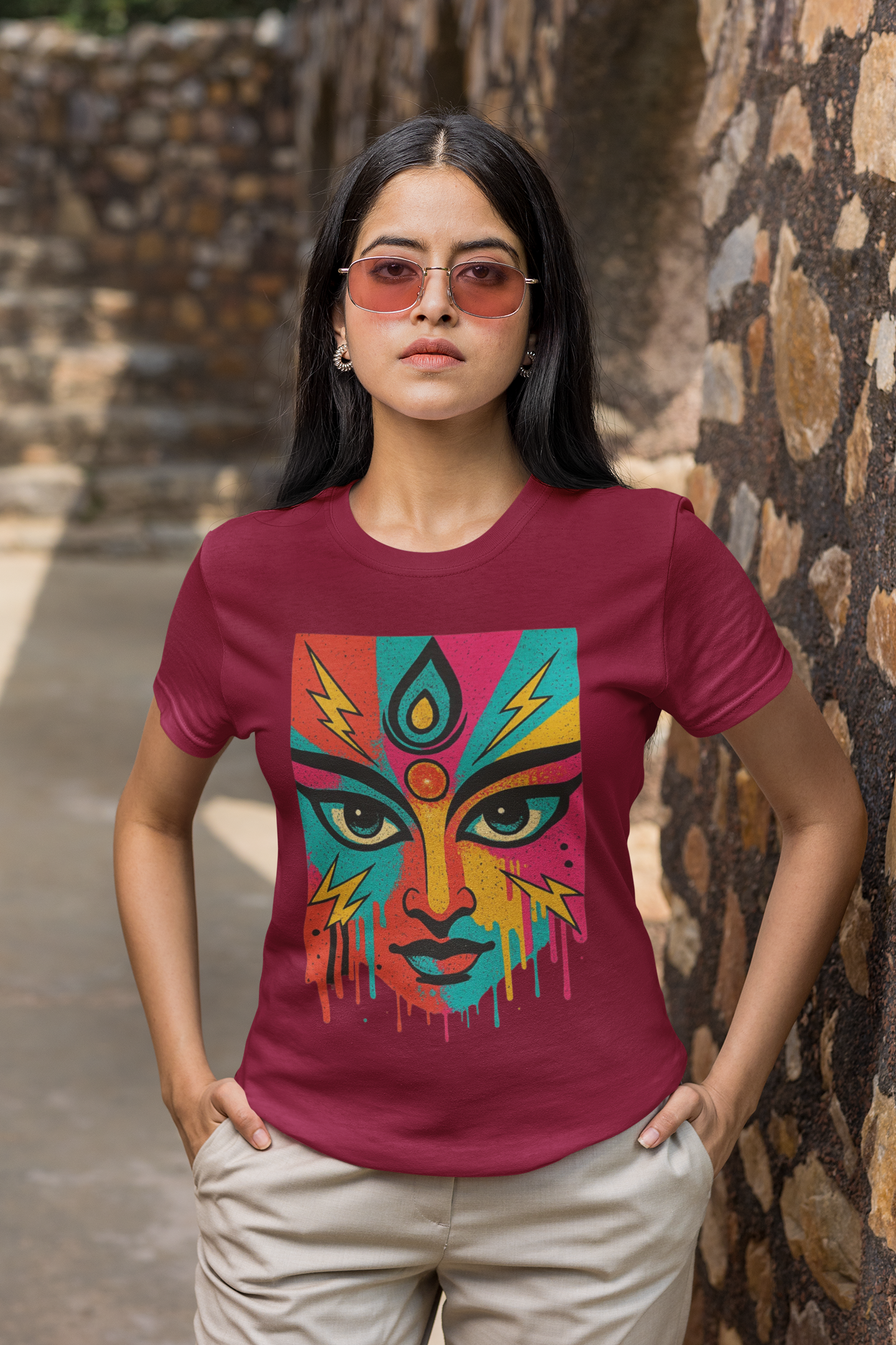 Tri Eye Goddess Graphic T-Shirt for Women | Spiritual Streetwear | Gen Z Printed Tee