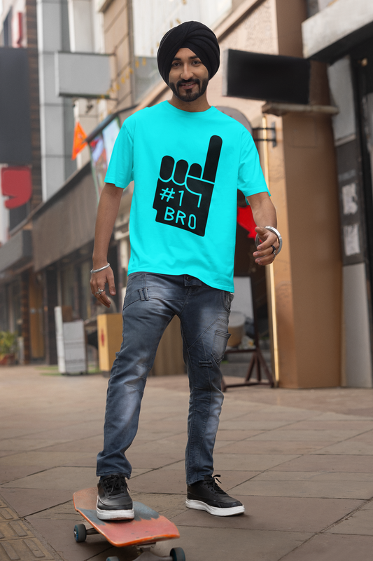 Minimalist Flex: “#1 Bro” Foam Finger Graphic T-Shirt – Rakhi Drop Limited Edition