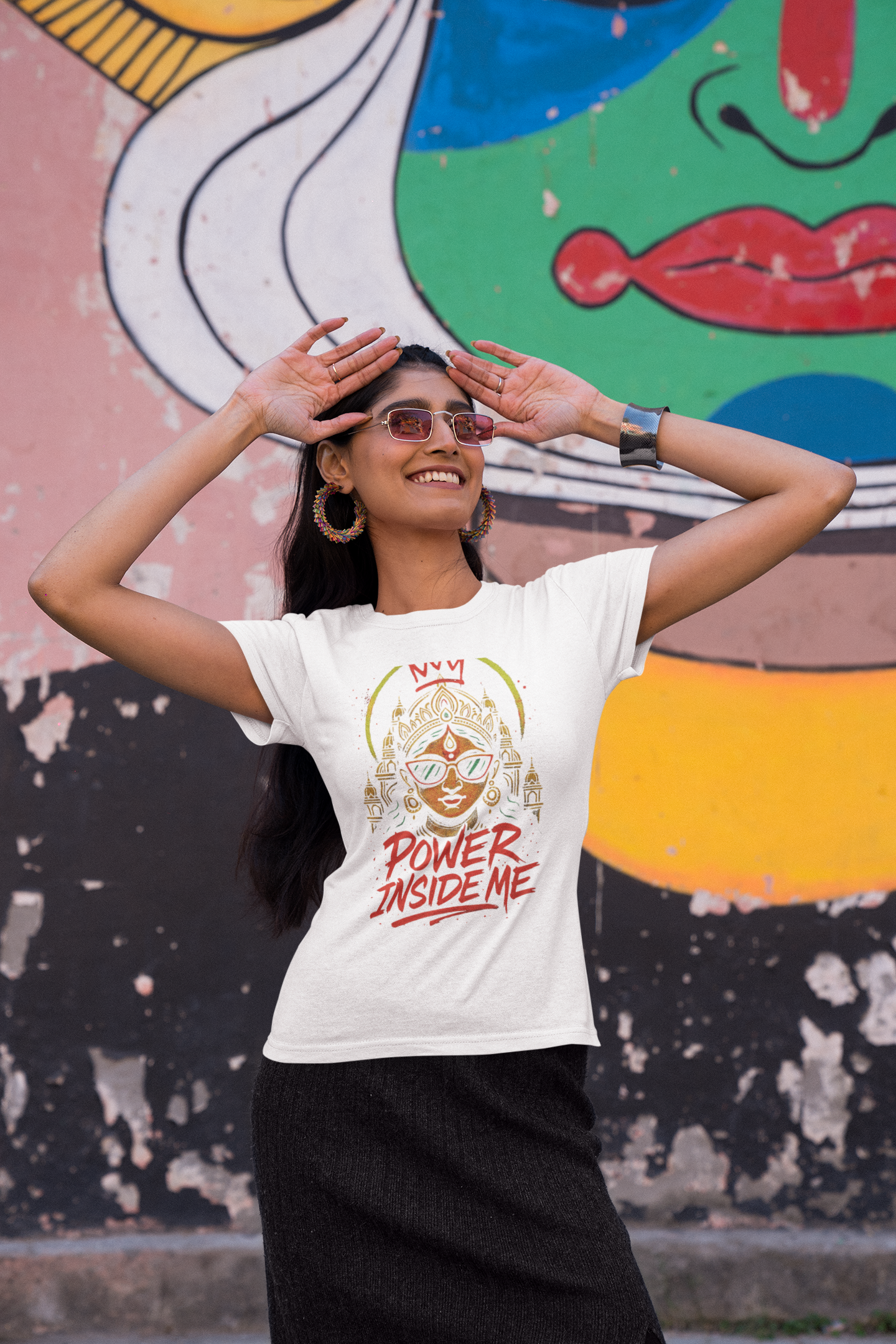 Power Inside Me Graphic T-Shirt for Women | Motivational Streetwear | Printed Tee