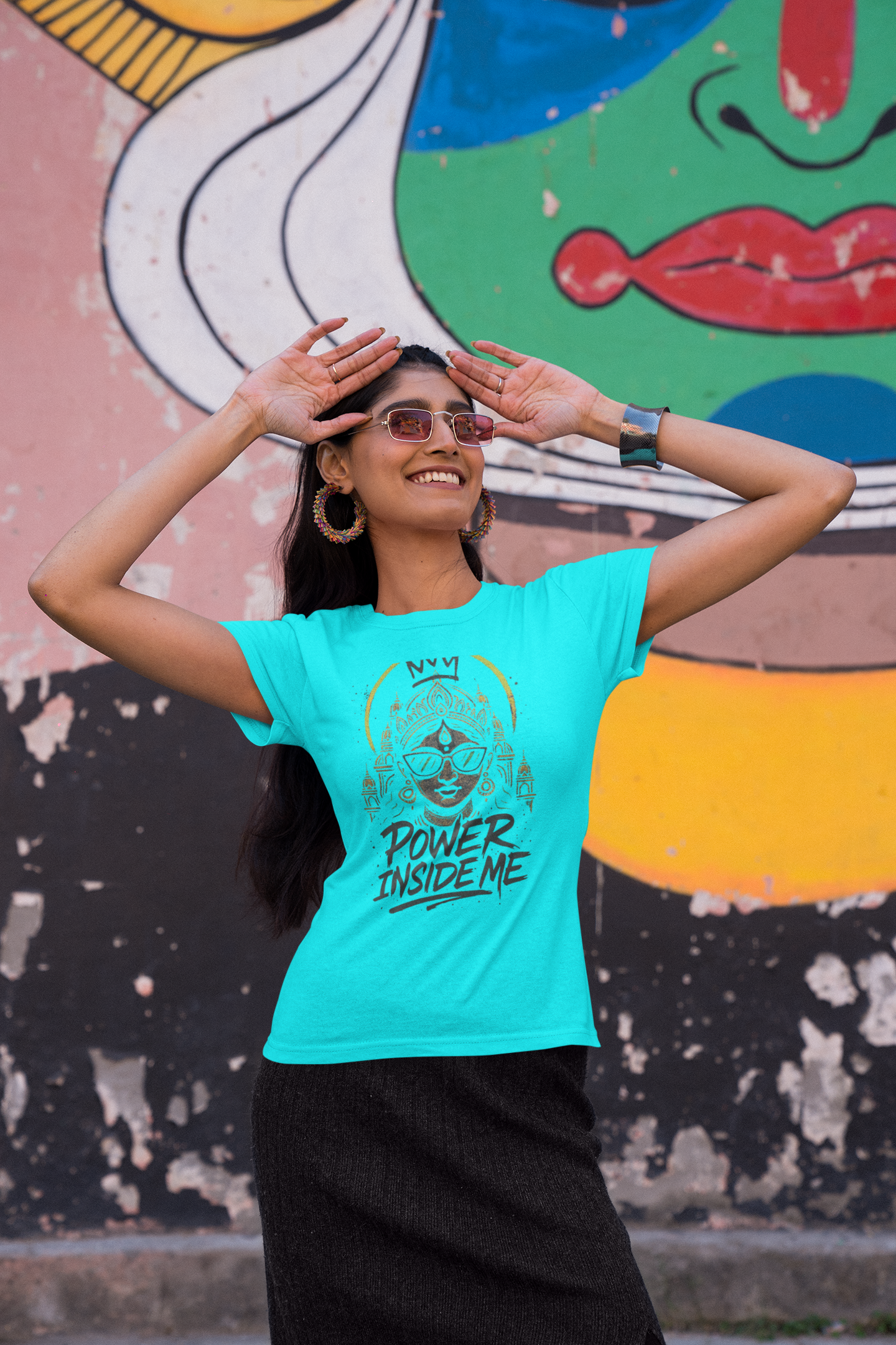 Power Inside Me Graphic T-Shirt for Women | Motivational Streetwear | Printed Tee