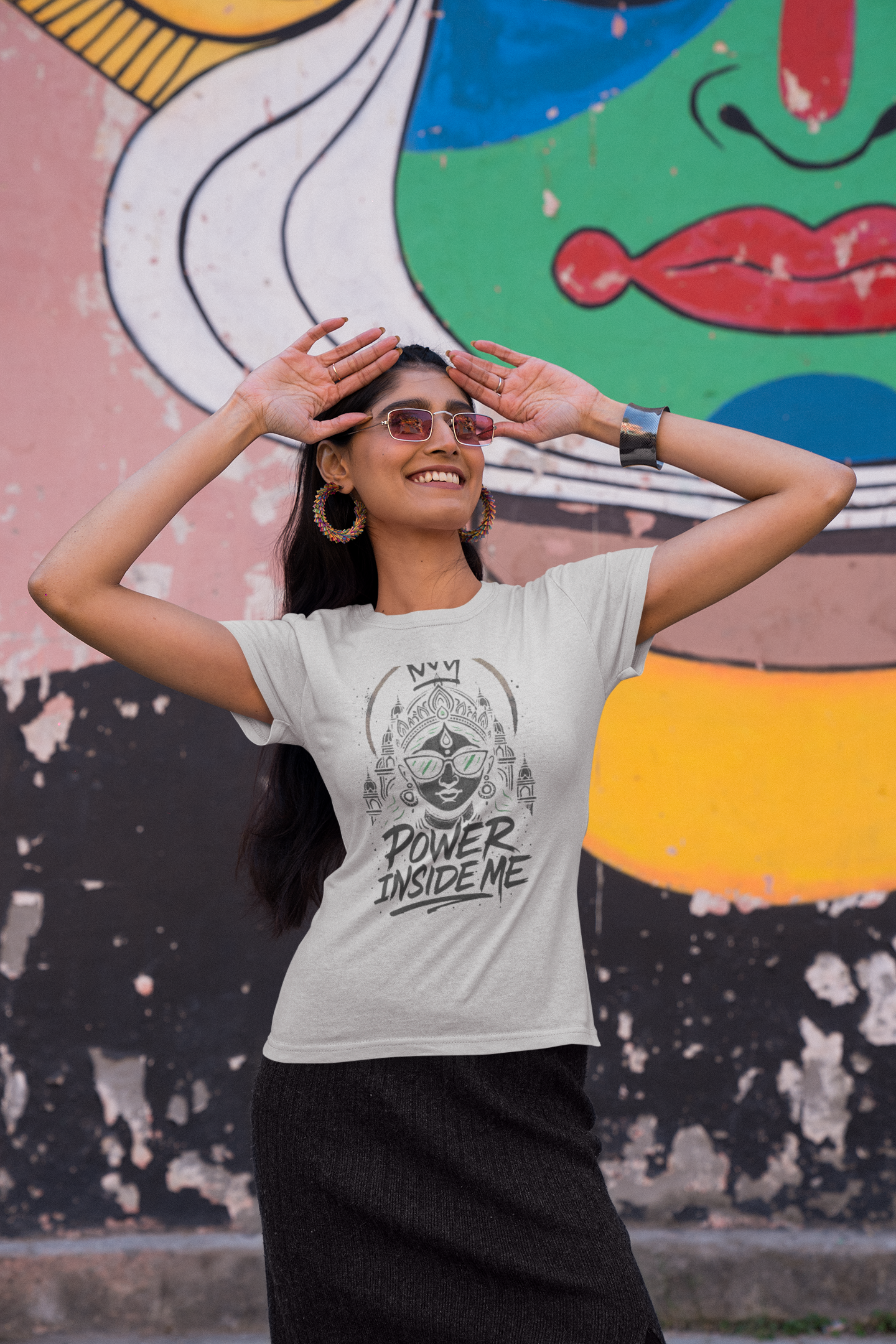 Power Inside Me Graphic T-Shirt for Women | Motivational Streetwear | Printed Tee