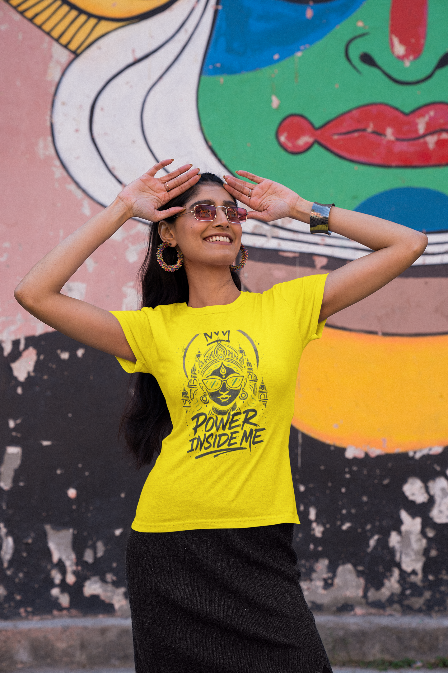 Power Inside Me Graphic T-Shirt for Women | Motivational Streetwear | Printed Tee