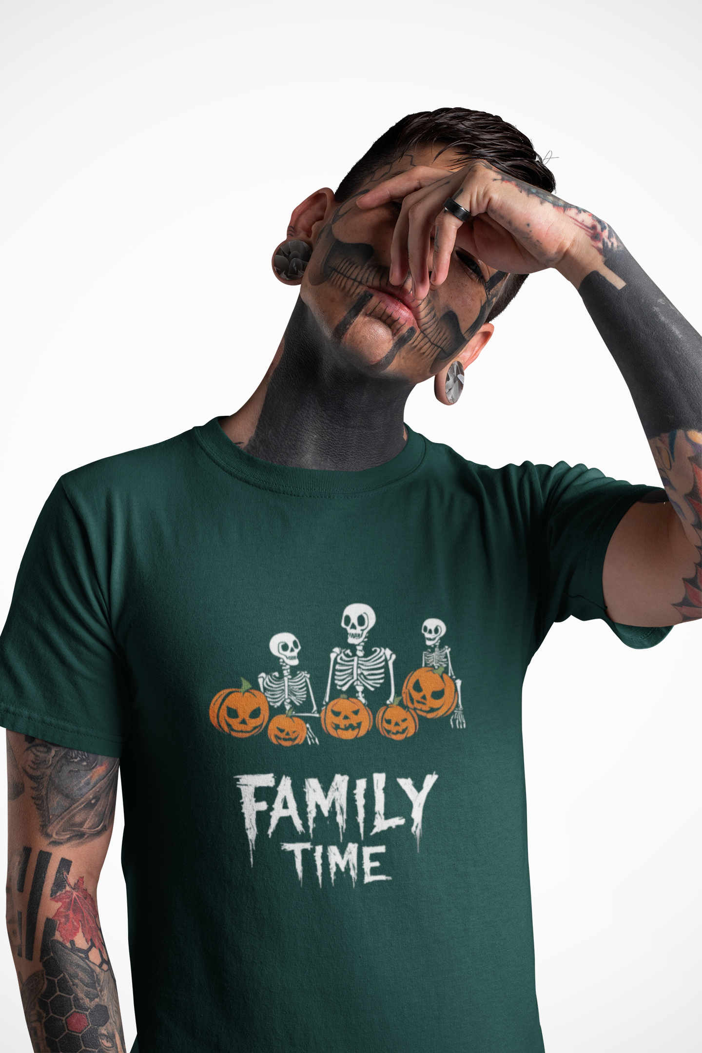 Family Time Halloween T-Shirt – Skeletons & Pumpkins Design