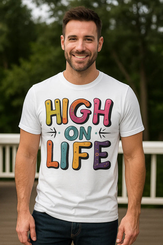 HIGH ON LIFE Graphic T-Shirt – Bold, Playful Streetwear for the Gen Z Mood