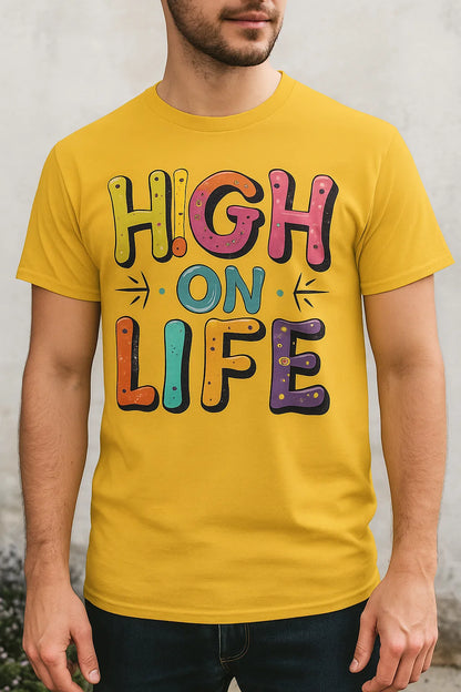 HIGH ON LIFE Graphic T-Shirt – Bold, Playful Streetwear for the Gen Z Mood