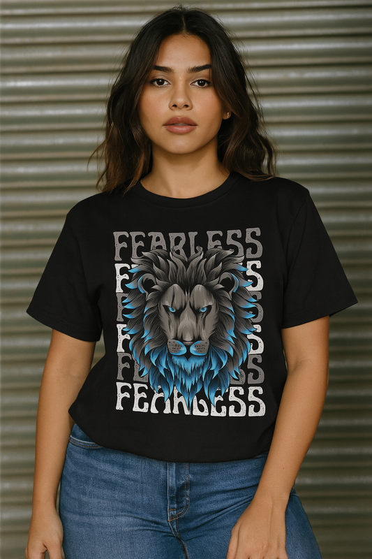 FEARLESS Lion Graphic T-Shirt for Gen Z – Unisex Streetwear Tee