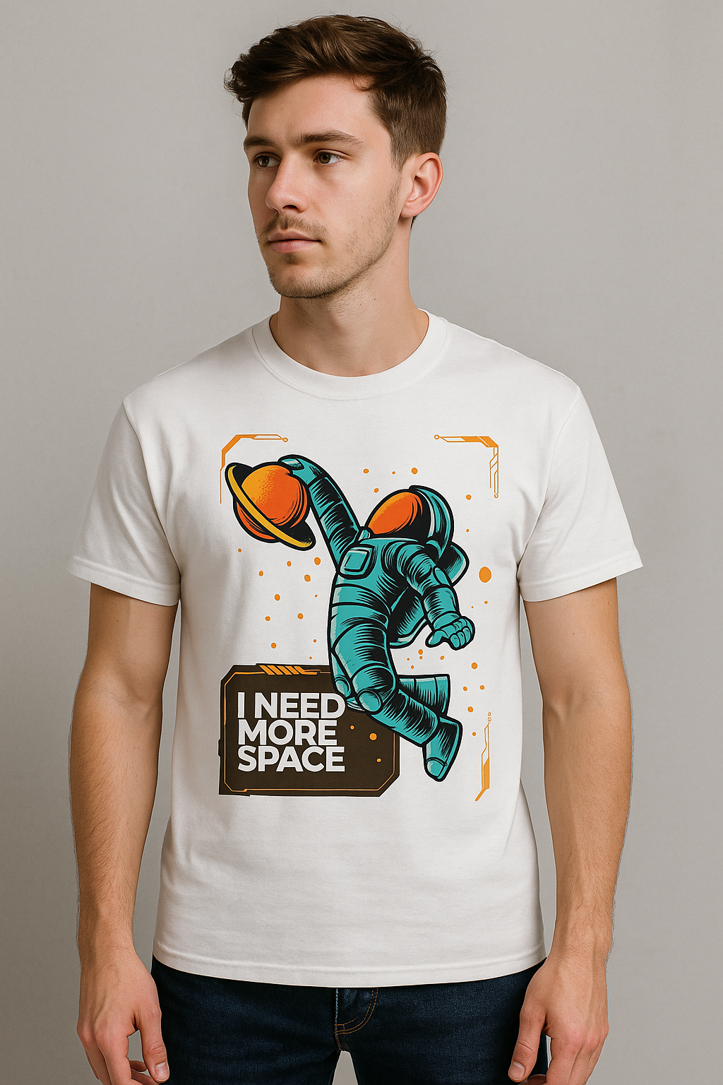 ‘I NEED MORE SPACE’ Astronaut Graphic T-Shirt – Streetwear for Dreamers & Rule-Breakers