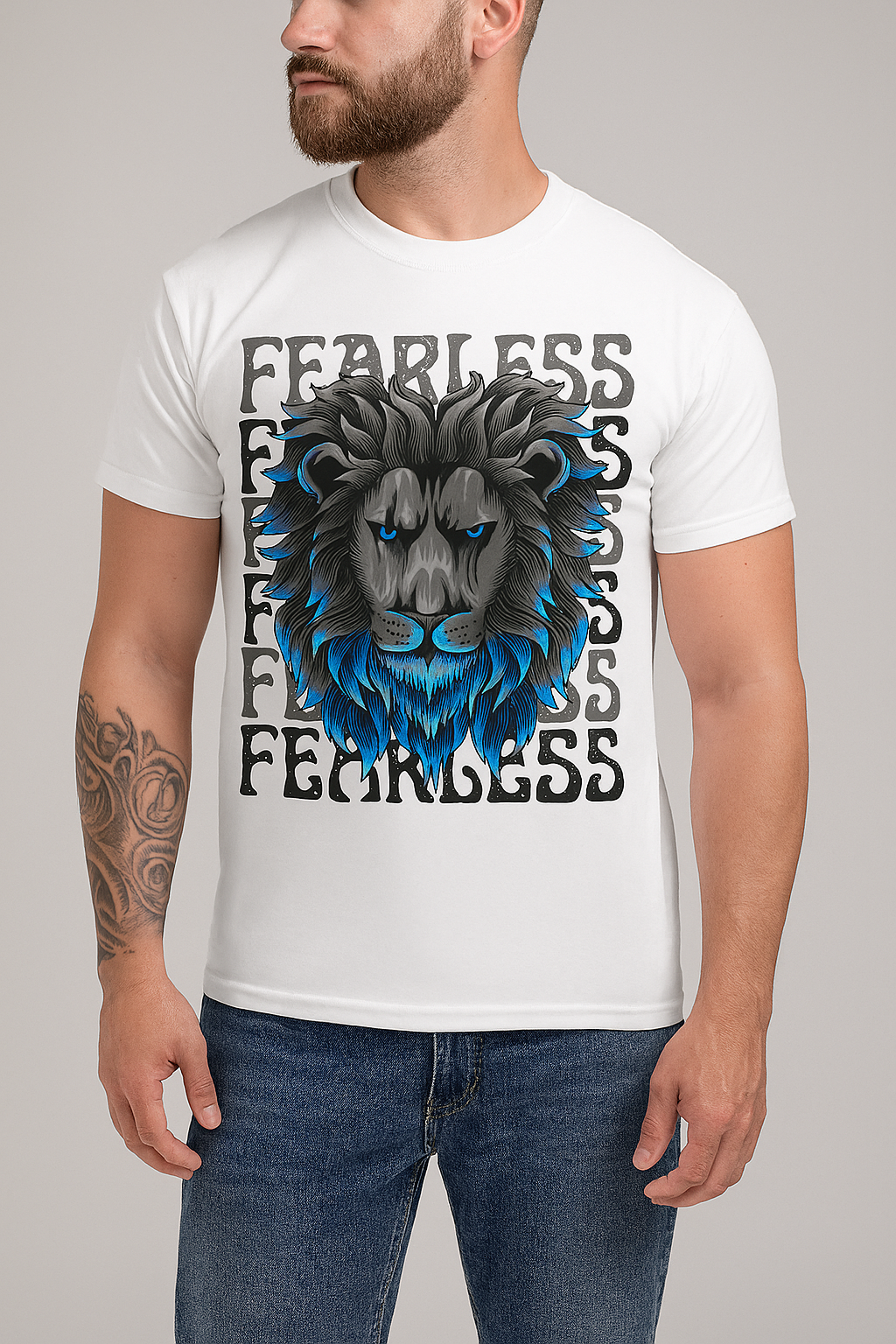 FEARLESS Lion Graphic T-Shirt for Gen Z – Unisex Streetwear Tee