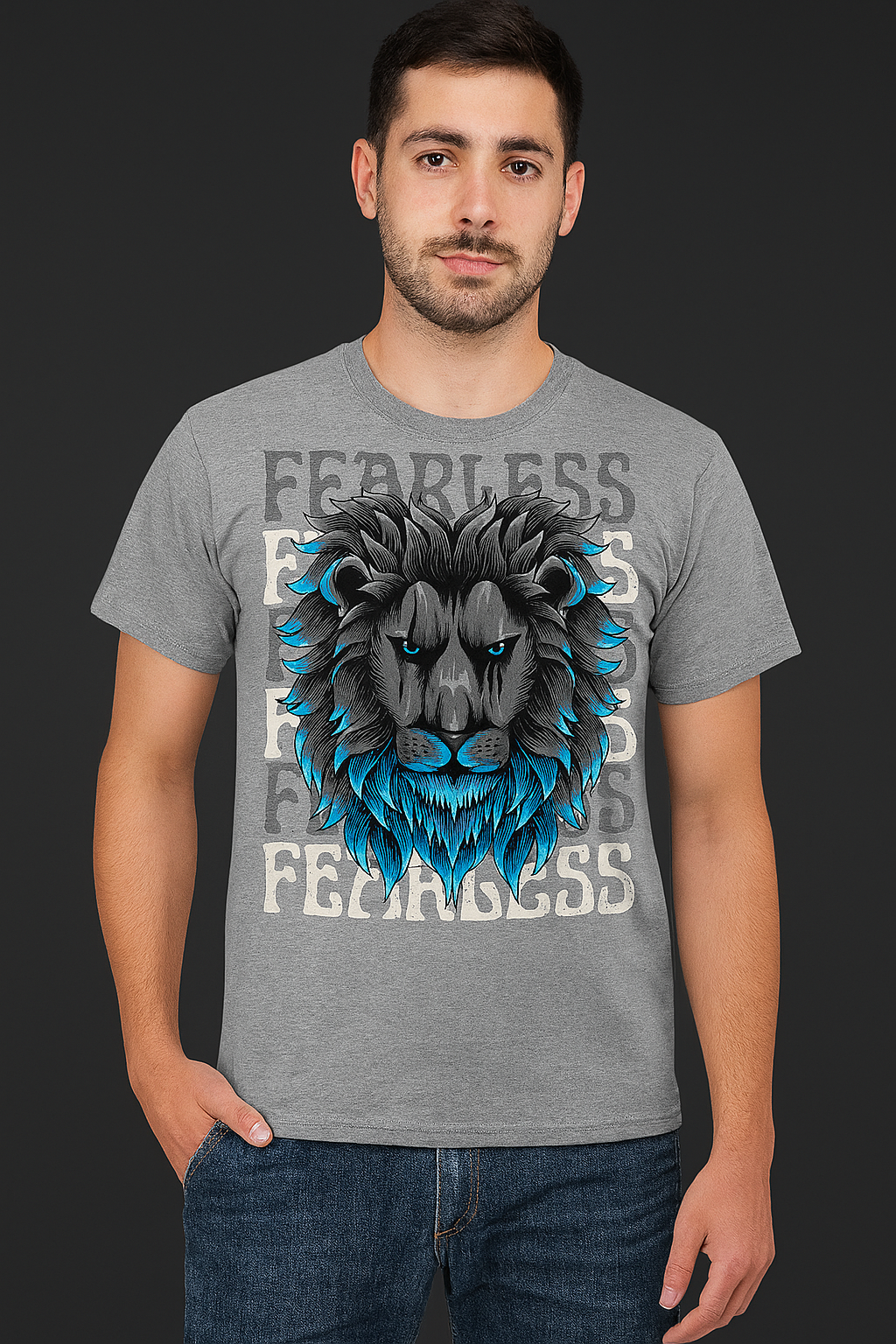 FEARLESS Lion Graphic T-Shirt for Gen Z – Unisex Streetwear Tee