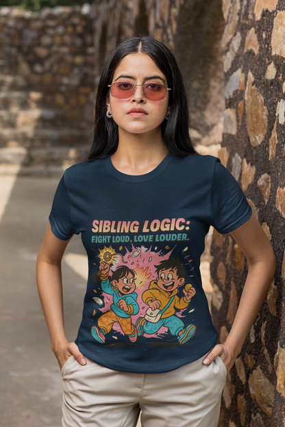 Sibling Logic Tee – “Fight Loud, Love Louder” | Chalaki Rakhi Drop Limited Edition