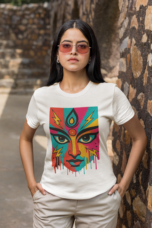 Tri Eye Goddess Graphic T-Shirt for Women | Spiritual Streetwear | Gen Z Printed Tee