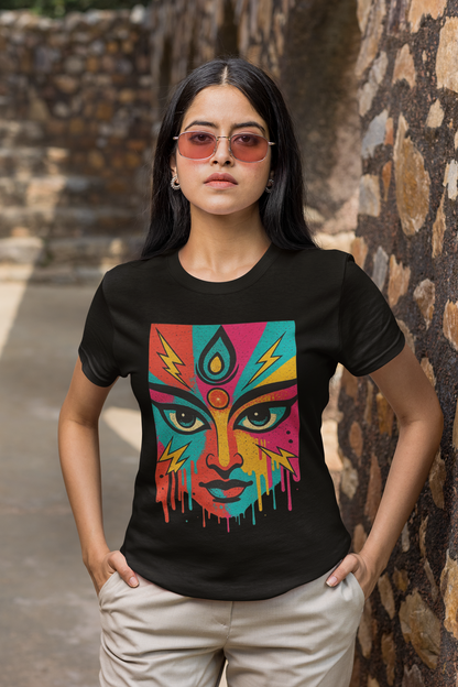 Tri Eye Goddess Graphic T-Shirt for Women | Spiritual Streetwear | Gen Z Printed Tee