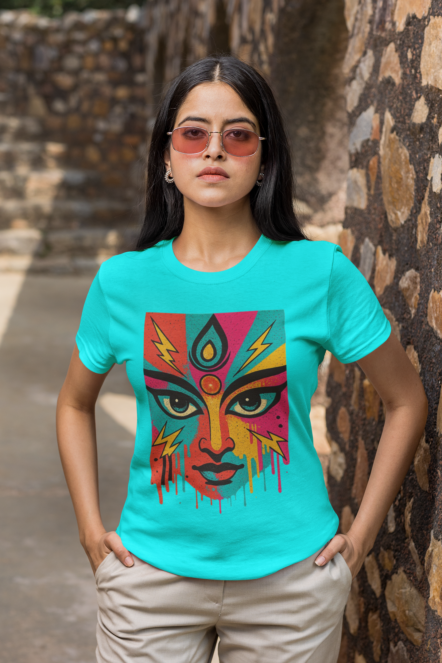 Tri Eye Goddess Graphic T-Shirt for Women | Spiritual Streetwear | Gen Z Printed Tee