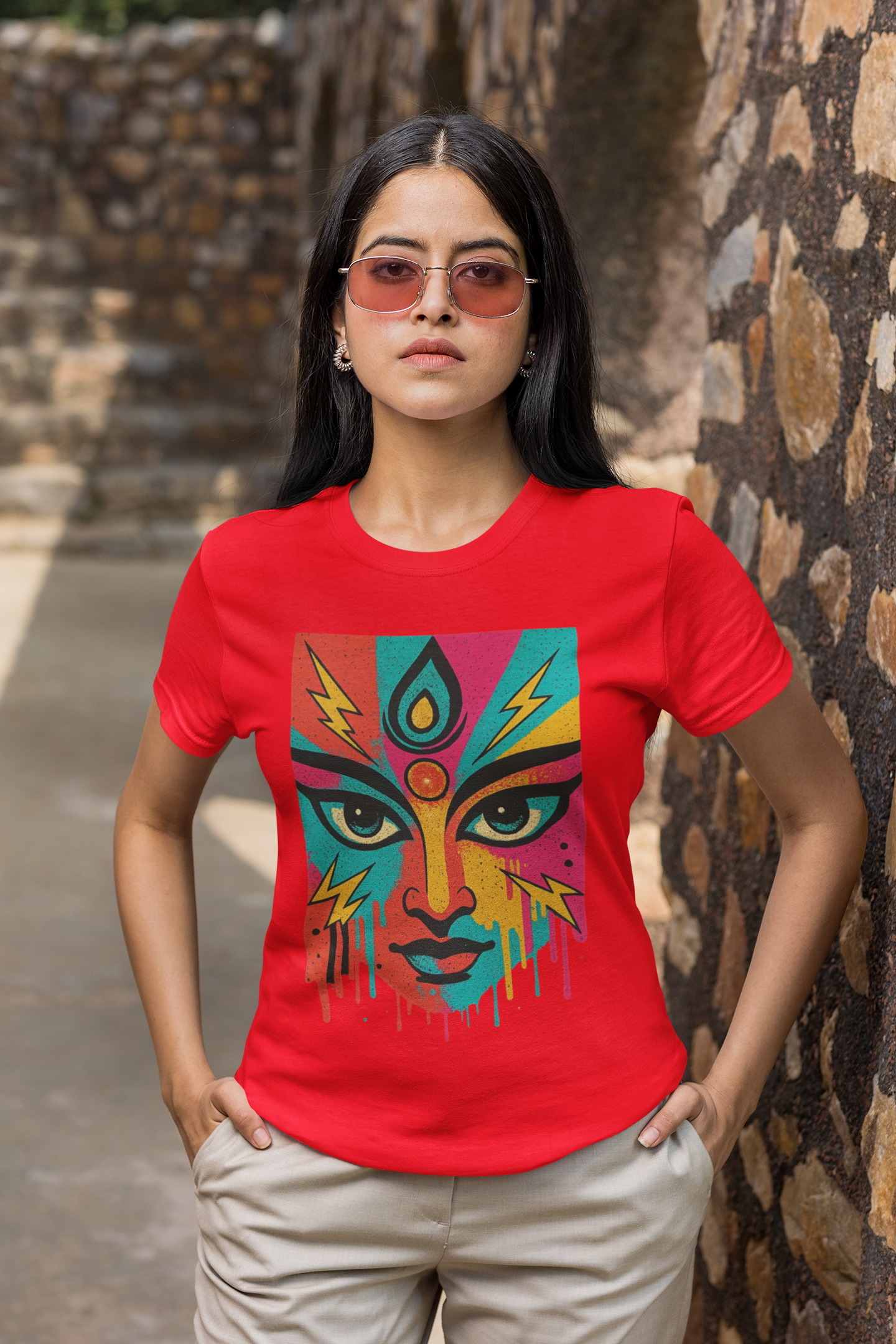 Tri Eye Goddess Graphic T-Shirt for Women | Spiritual Streetwear | Gen Z Printed Tee