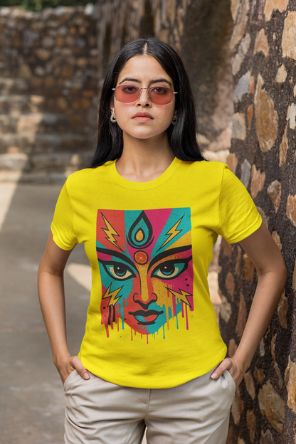 Tri Eye Goddess Graphic T-Shirt for Women | Spiritual Streetwear | Gen Z Printed Tee