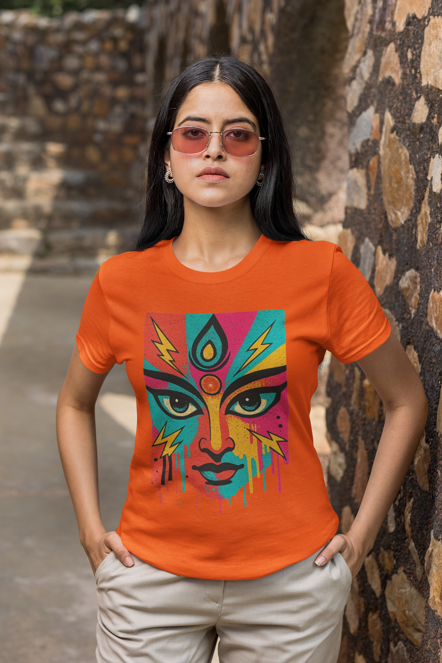 Tri Eye Goddess Graphic T-Shirt for Women | Spiritual Streetwear | Gen Z Printed Tee