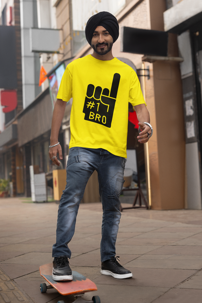 Minimalist Flex: “#1 Bro” Foam Finger Graphic T-Shirt – Rakhi Drop Limited Edition