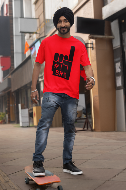 Minimalist Flex: “#1 Bro” Foam Finger Graphic T-Shirt – Rakhi Drop Limited Edition
