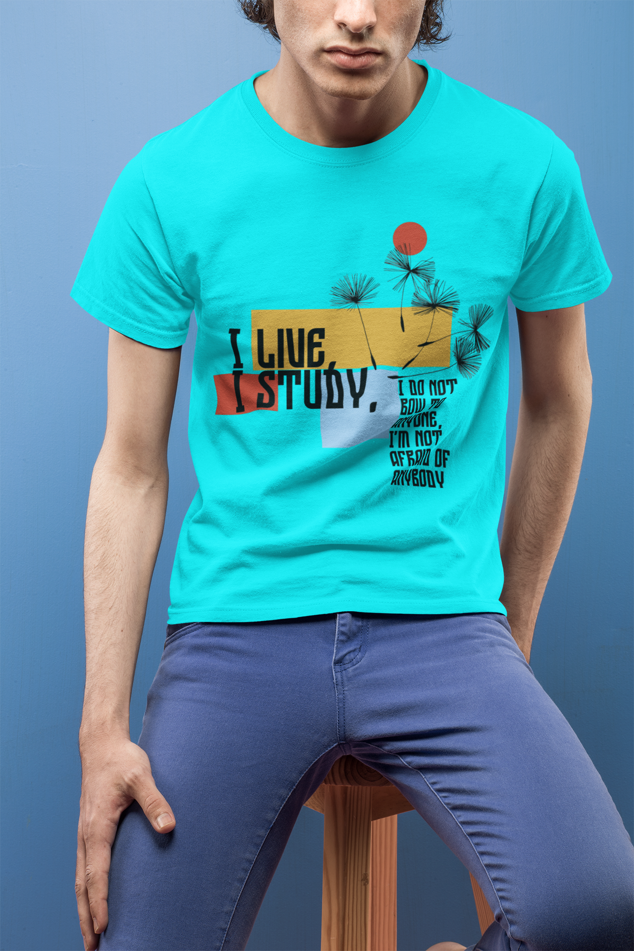 I LIVE, I STUDY” Motivational Graphic T-Shirt – Bold Streetwear for Fearless Minds