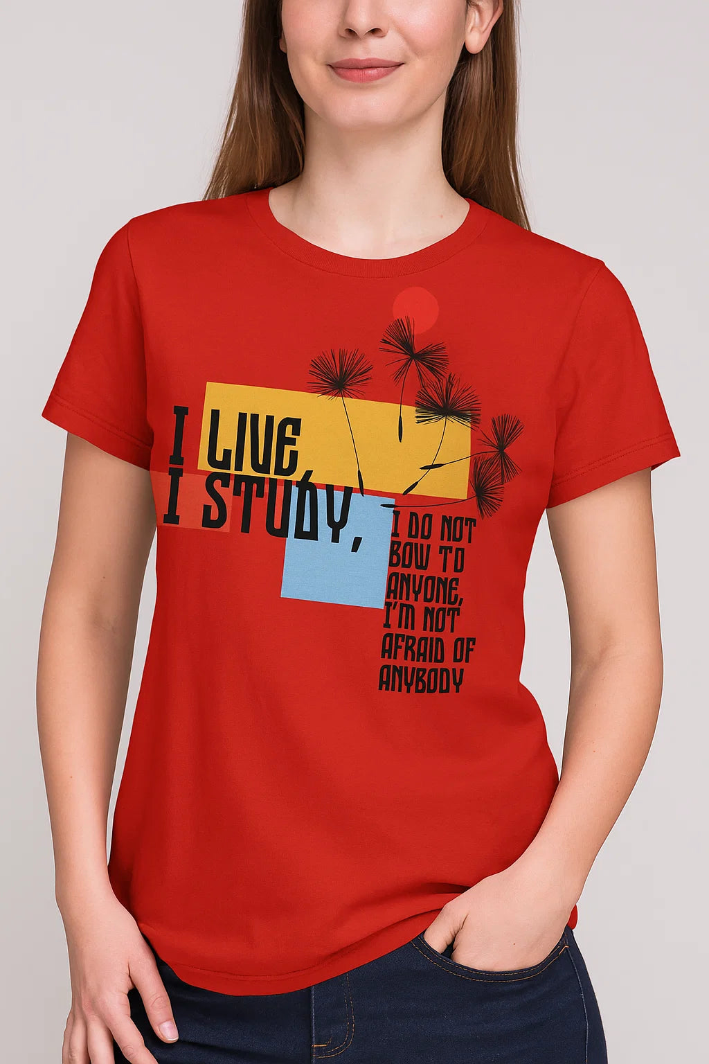 I LIVE, I STUDY” Motivational Graphic T-Shirt – Bold Streetwear for Fearless Minds