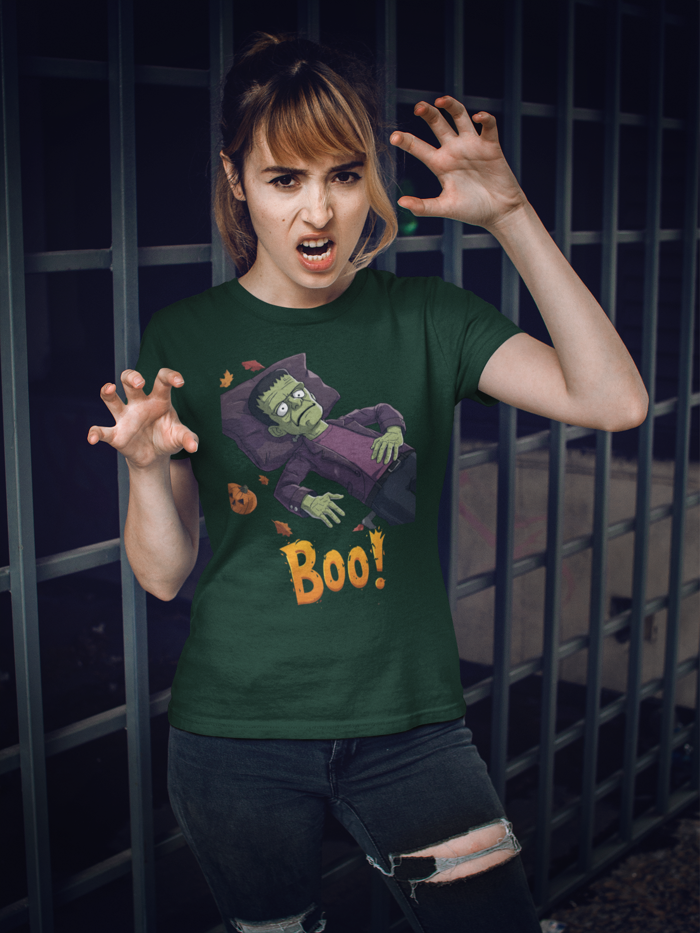 BOO! Halloween Graphic Unisex T-Shirt | Funny Frankenstein Print Tee