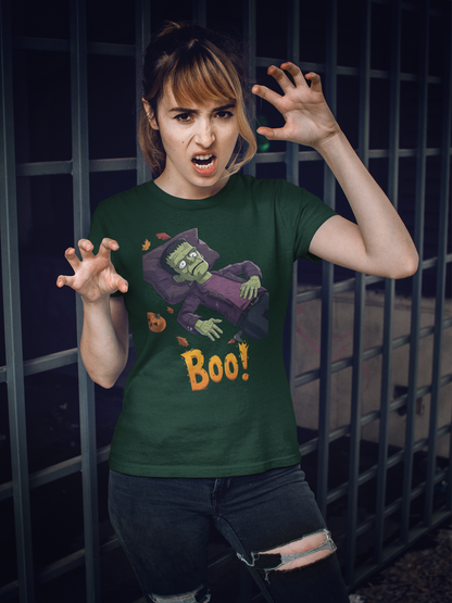 BOO! Halloween Graphic Unisex T-Shirt | Funny Frankenstein Print Tee