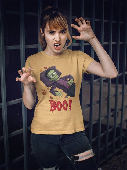 BOO! Halloween Graphic Unisex T-Shirt | Funny Frankenstein Print Tee