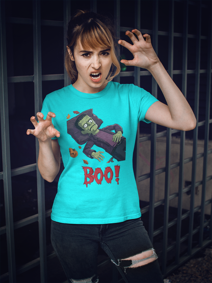 BOO! Halloween Graphic Unisex T-Shirt | Funny Frankenstein Print Tee