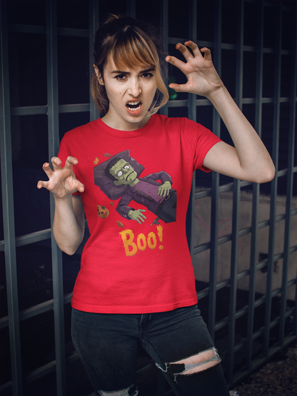 BOO! Halloween Graphic Unisex T-Shirt | Funny Frankenstein Print Tee
