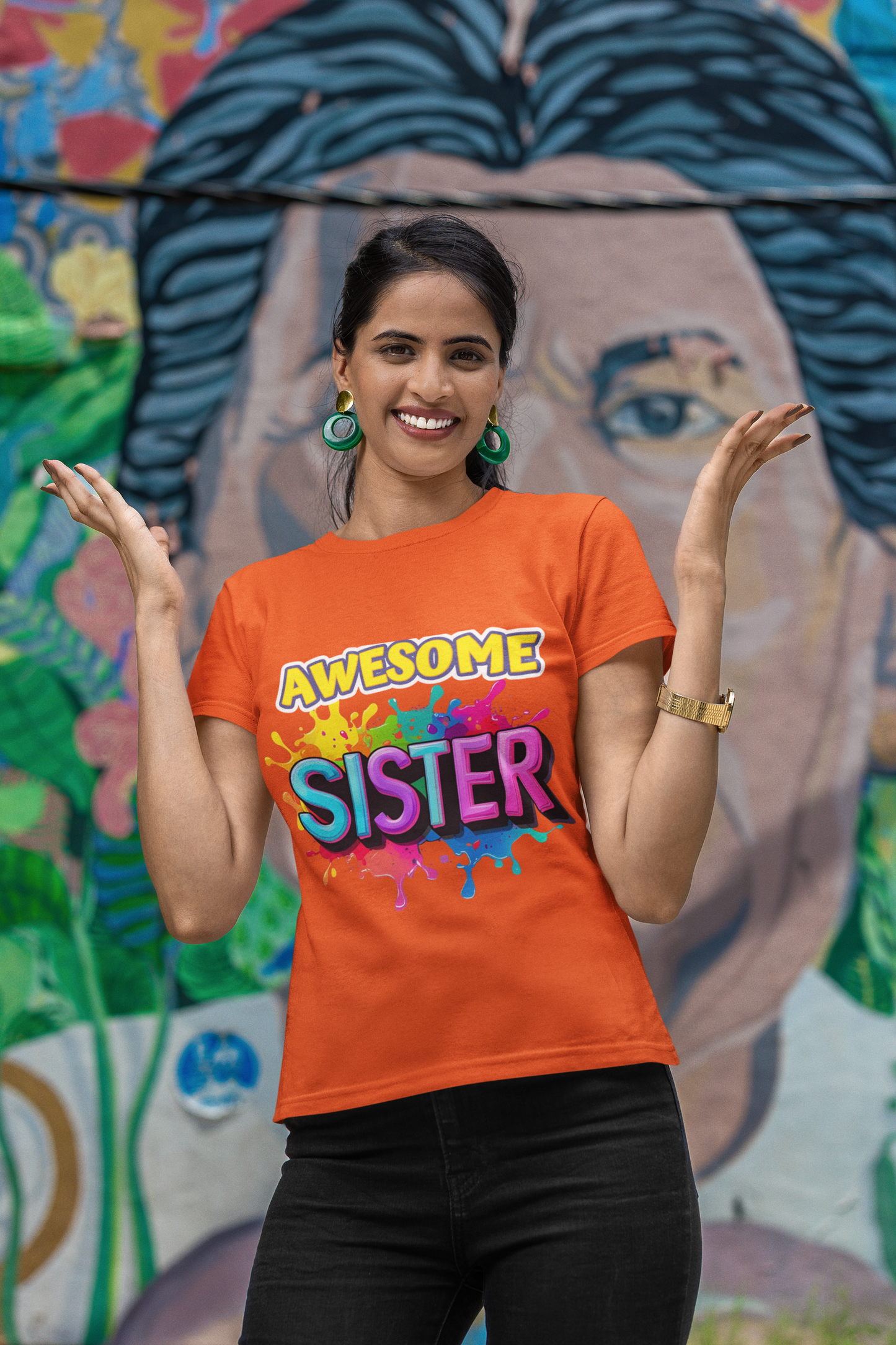 Paint the town with the “Awesome Sister” Graphic T-Shirt — Rakhi Drop Limited Edition.