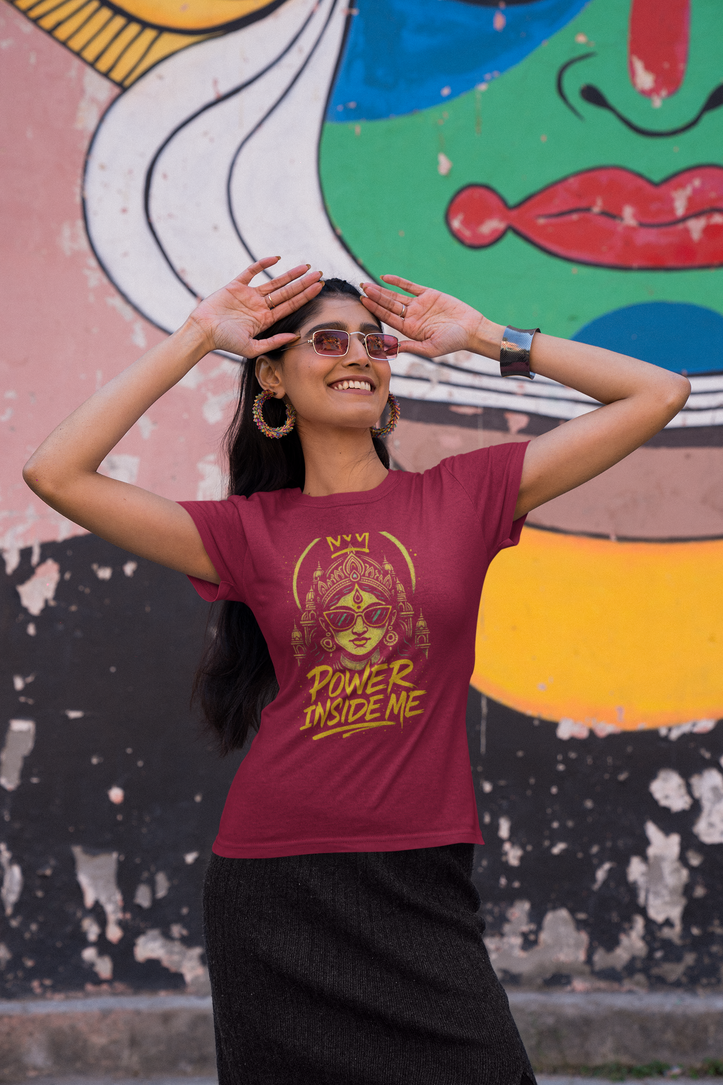 Power Inside Me Graphic T-Shirt for Women | Motivational Streetwear | Printed Tee