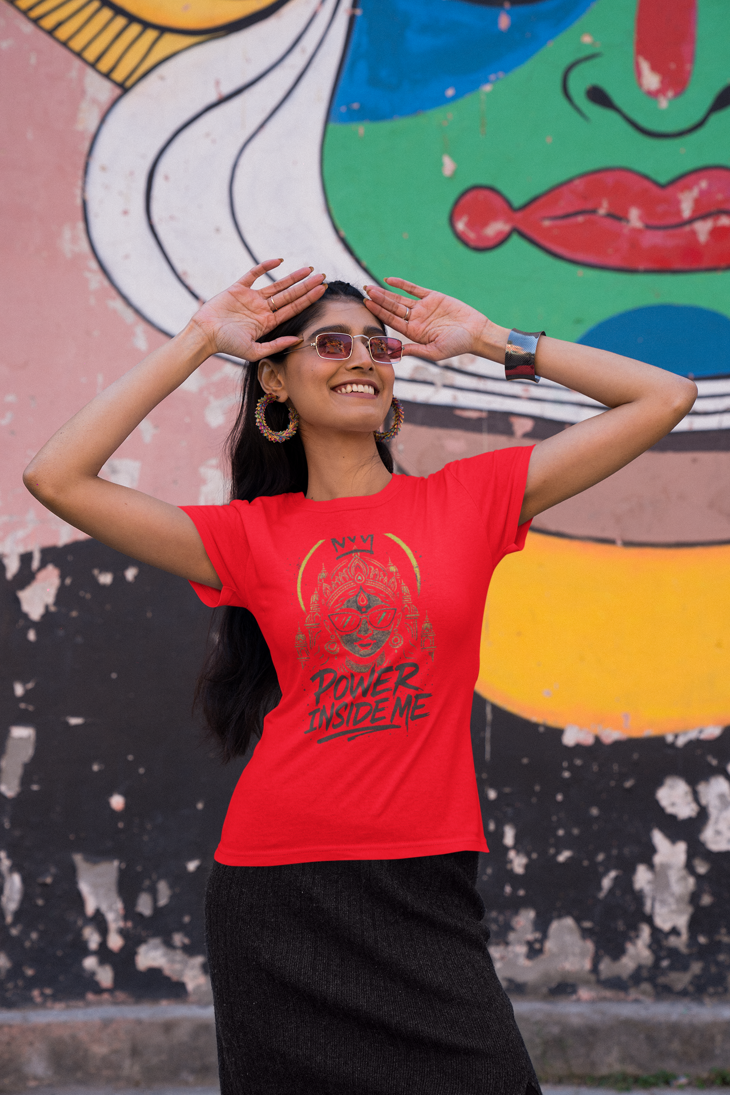 Power Inside Me Graphic T-Shirt for Women | Motivational Streetwear | Printed Tee