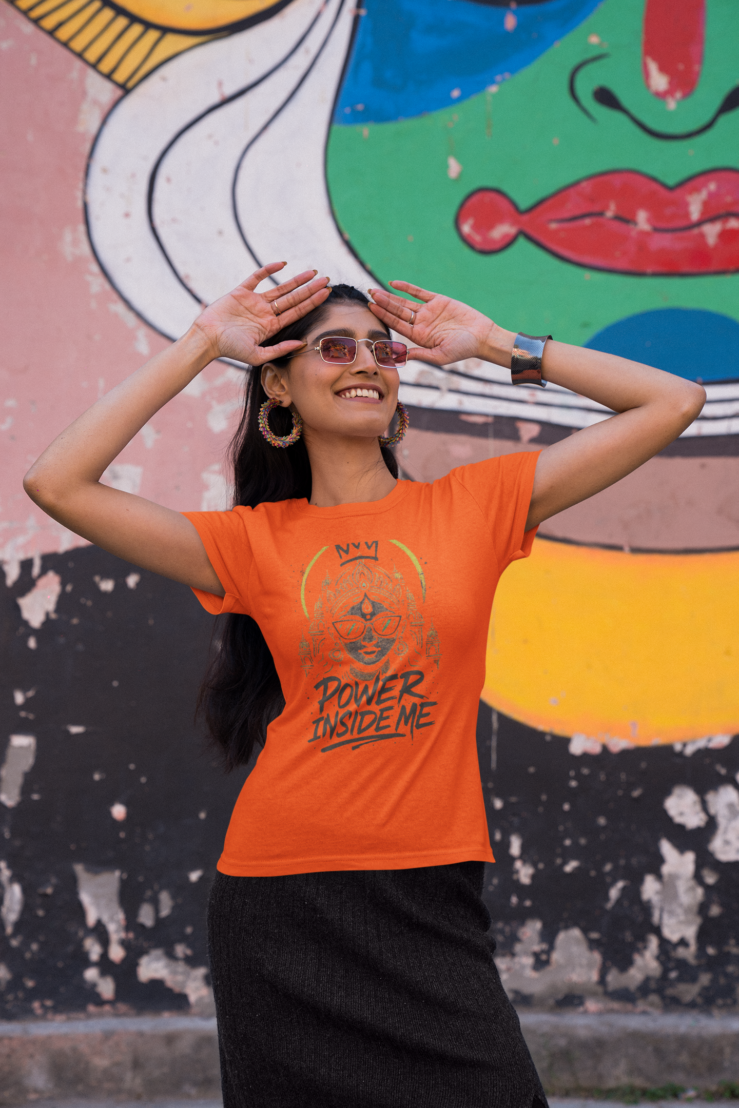 Power Inside Me Graphic T-Shirt for Women | Motivational Streetwear | Printed Tee