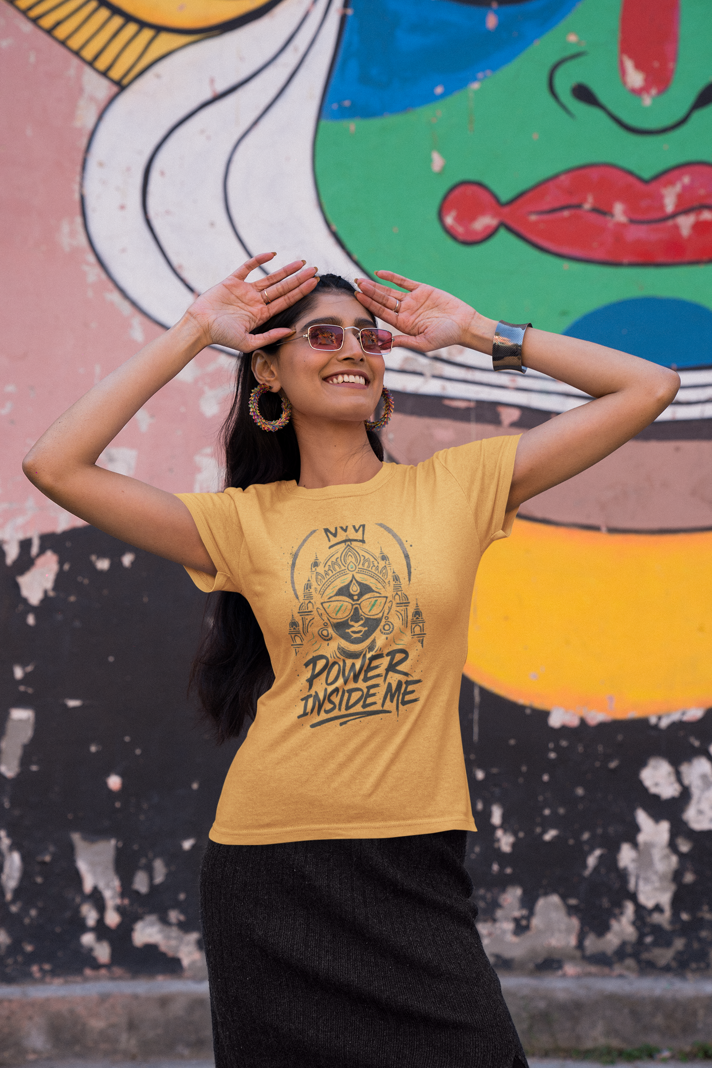 Power Inside Me Graphic T-Shirt for Women | Motivational Streetwear | Printed Tee