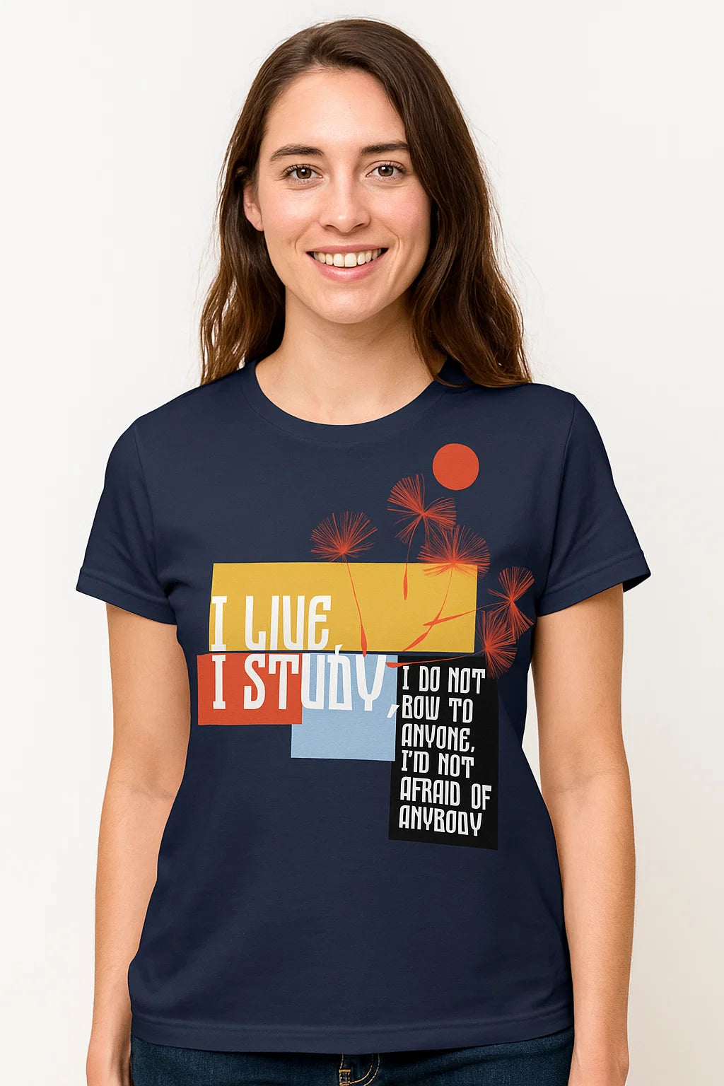 I LIVE, I STUDY” Motivational Graphic T-Shirt – Bold Streetwear for Fearless Minds