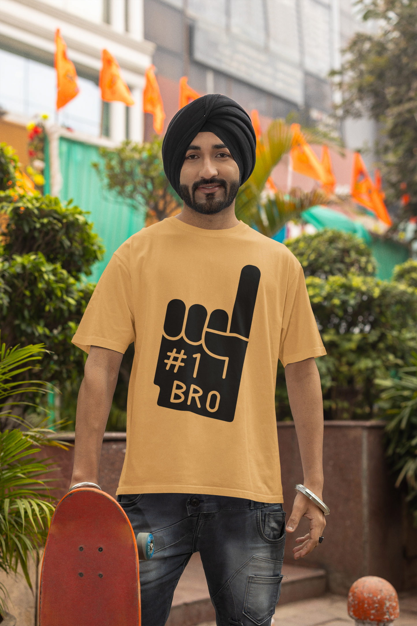 Minimalist Flex: “#1 Bro” Foam Finger Graphic T-Shirt – Rakhi Drop Limited Edition