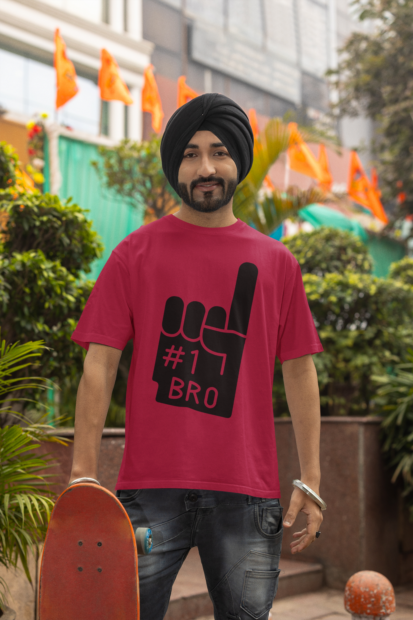 Minimalist Flex: “#1 Bro” Foam Finger Graphic T-Shirt – Rakhi Drop Limited Edition