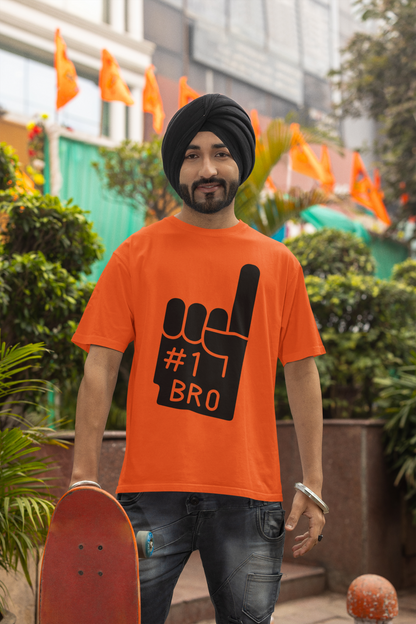 Minimalist Flex: “#1 Bro” Foam Finger Graphic T-Shirt – Rakhi Drop Limited Edition