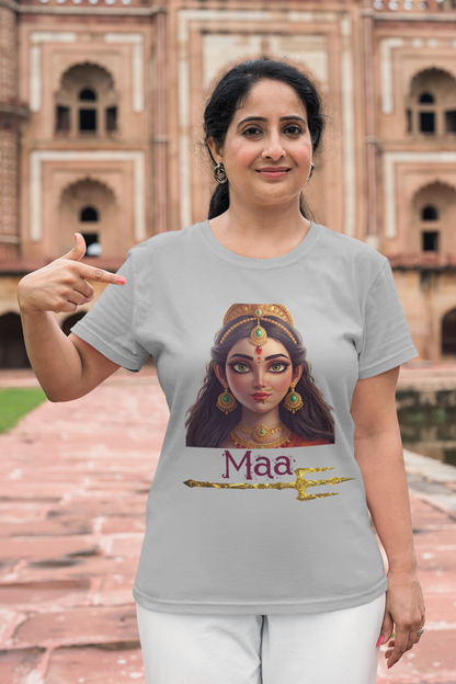 Women’s Graphic Tee – Maa Power Vibes | Spiritual Streetwear T-Shirt