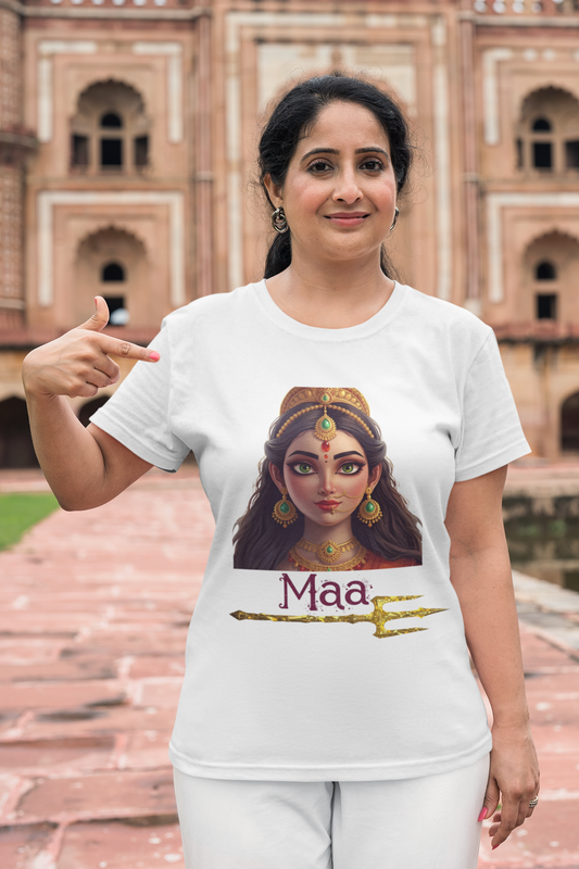 Women’s Graphic Tee – Maa Power Vibes | Spiritual Streetwear T-Shirt