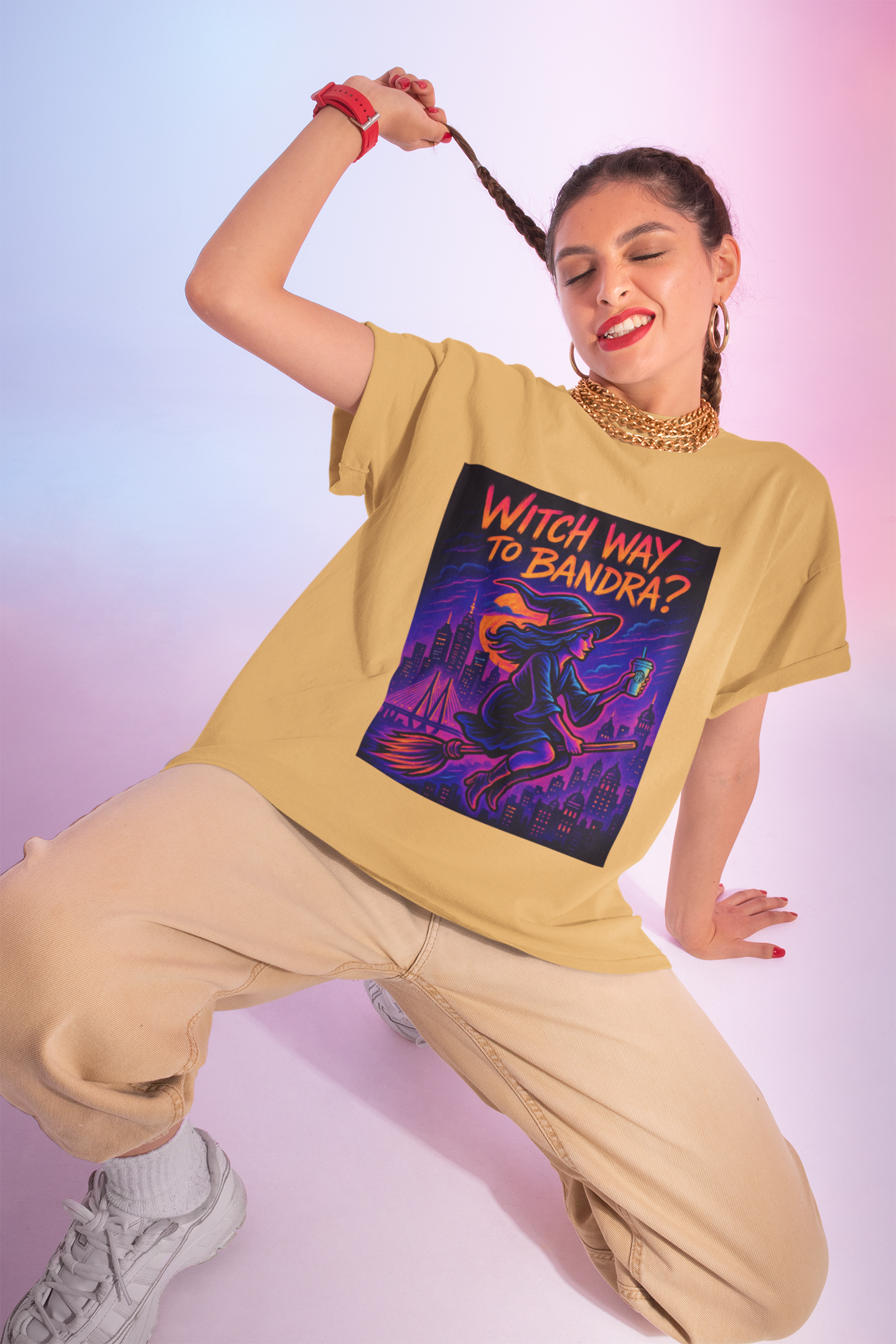 Witch Way to Bandra T-Shirt – Fun Halloween Shirt with Spooky Vibes