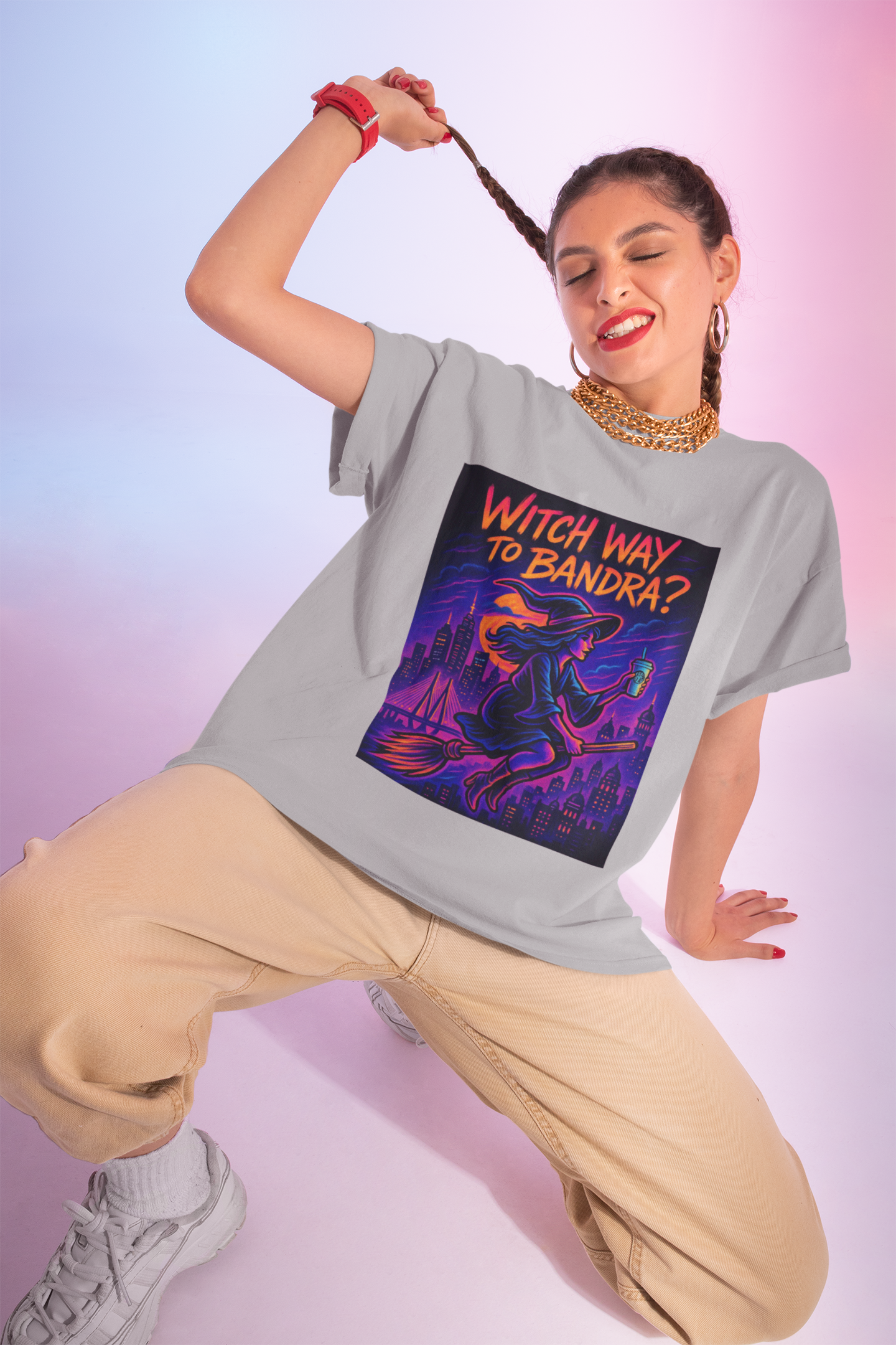 Witch Way to Bandra T-Shirt – Fun Halloween Shirt with Spooky Vibes