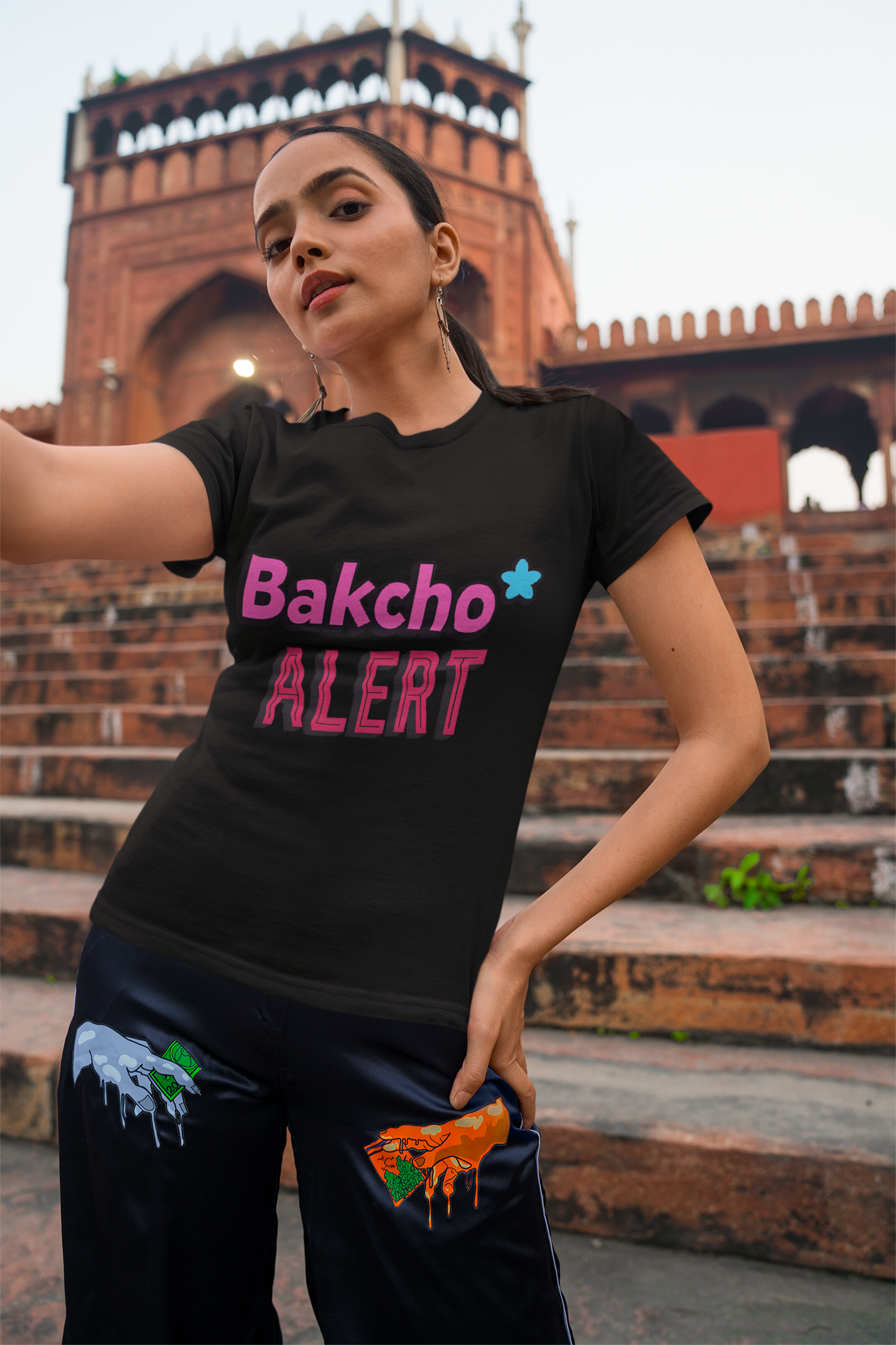 Unisex Graphic T-Shirt – Bakchod Alert | Bold Gen Z Streetwear Tee